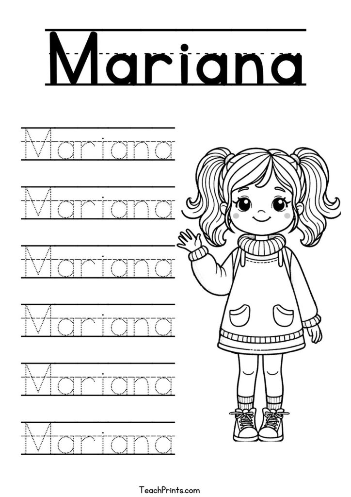 Mariana Name Tracing Worksheet