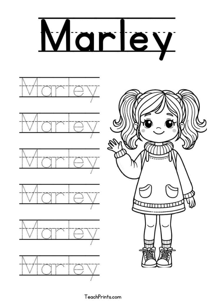 Marley Name Tracing Worksheet