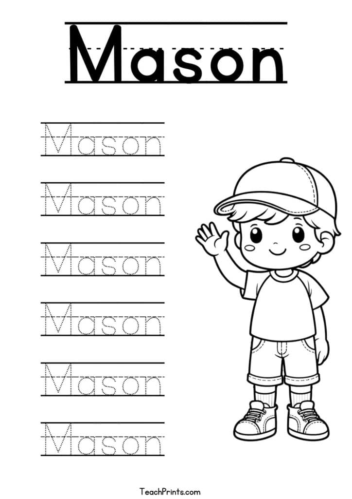 Mason Name Tracing Worksheet