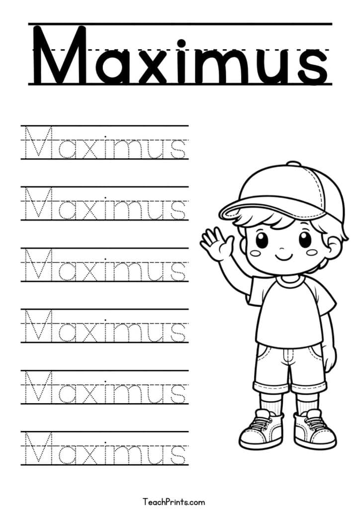 Maximus Name Tracing Worksheet