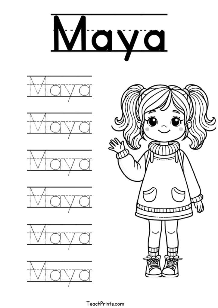 Maya Name Tracing Worksheet