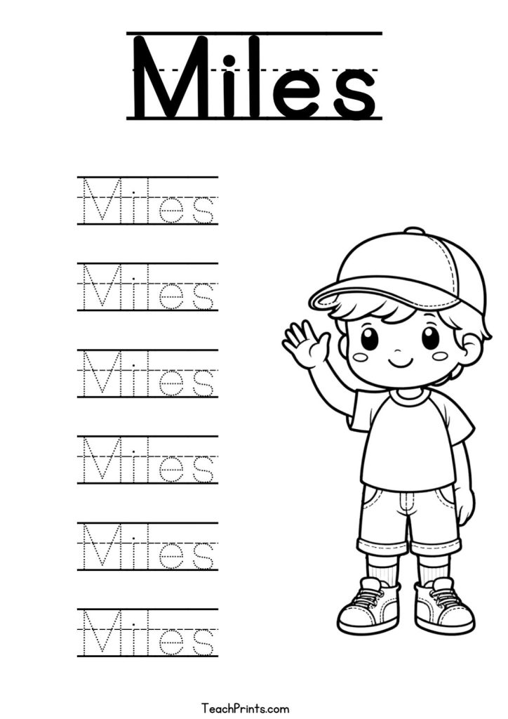 Miles Name Tracing Worksheet