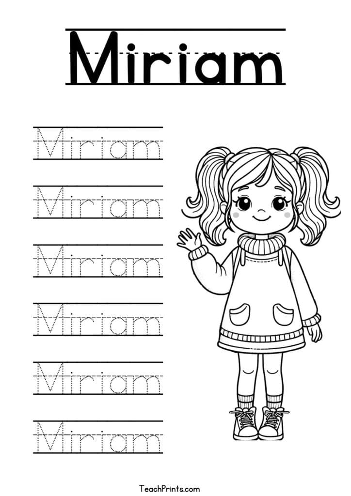 Miriam Name Tracing Worksheet