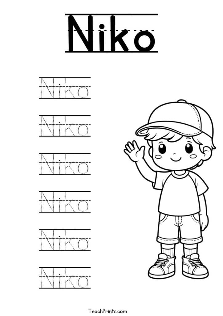 Niko Name Tracing Worksheet