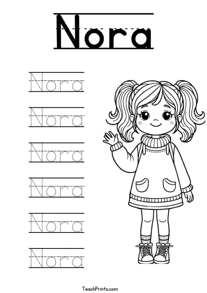 Nora Name Tracing Worksheet