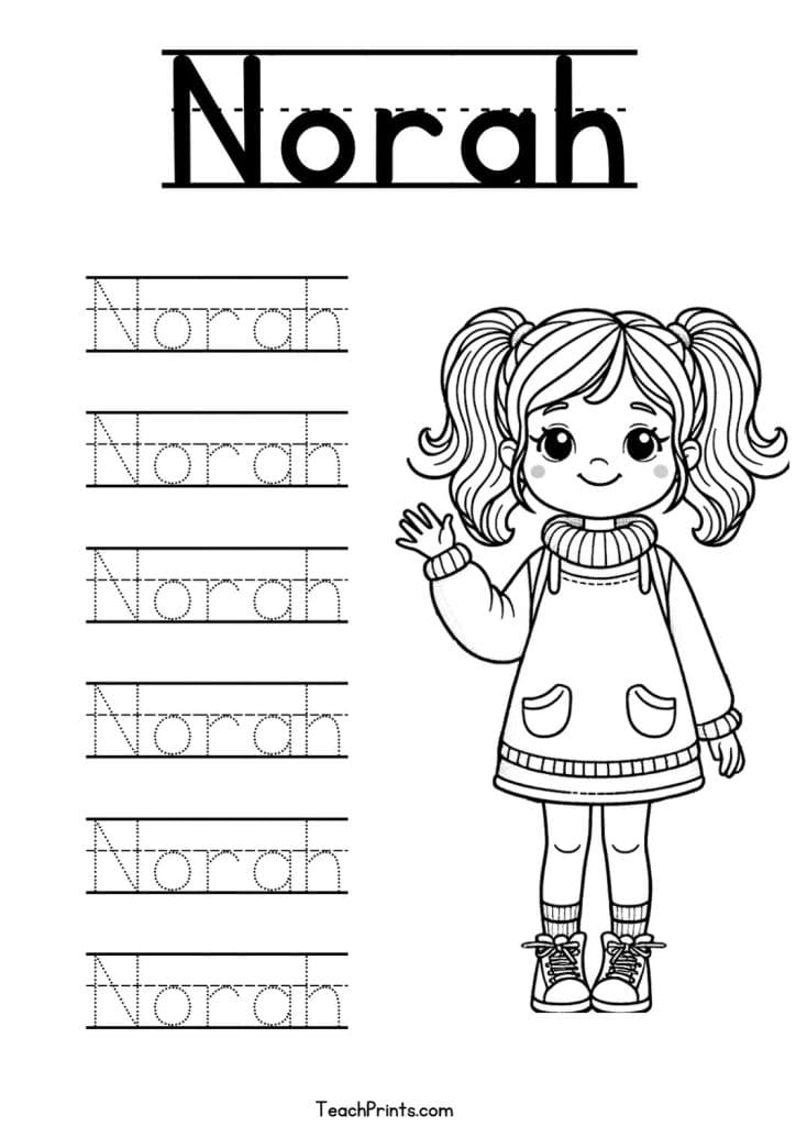 Norah Name Tracing Worksheet