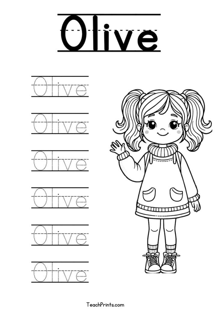 Olive Name Tracing Worksheet