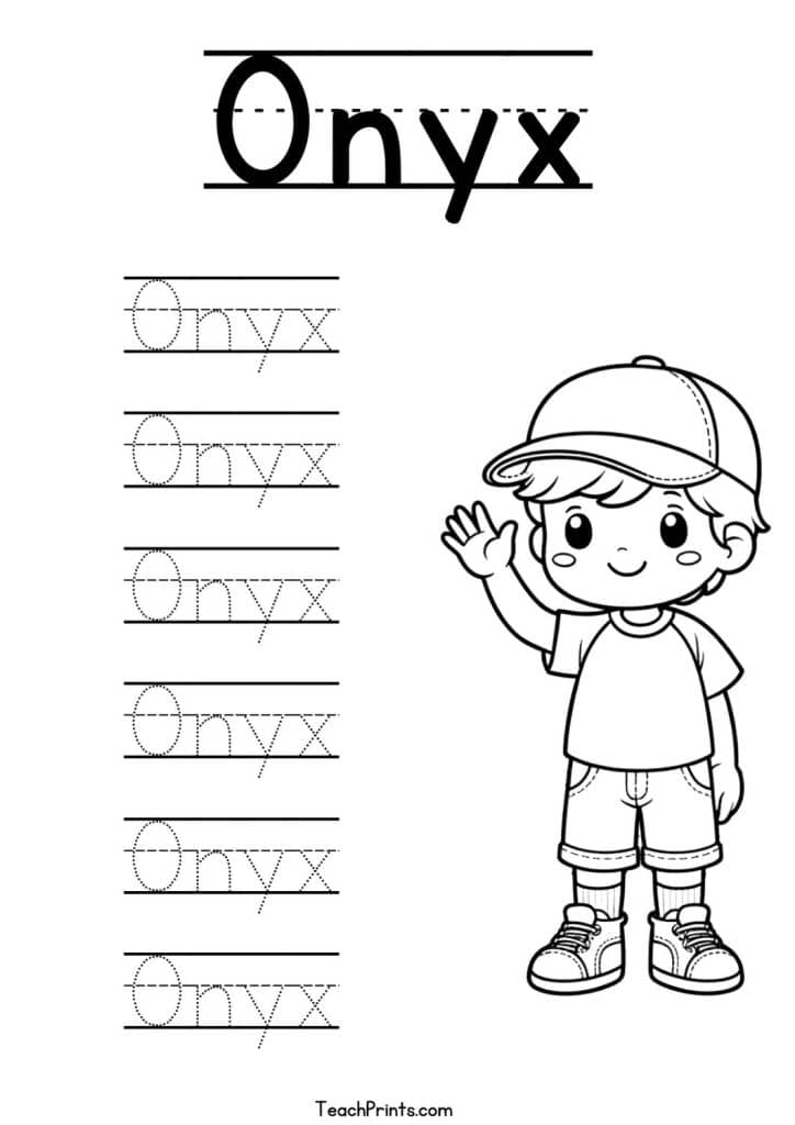 Onyx Name Tracing Worksheet