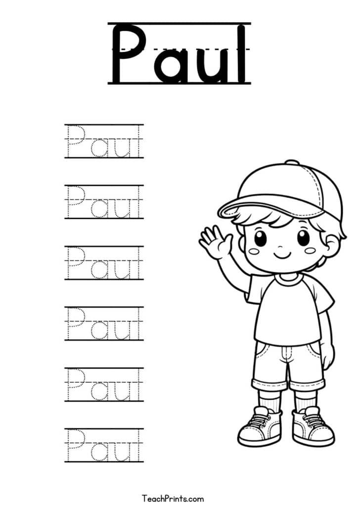 Paul Name Tracing Worksheet