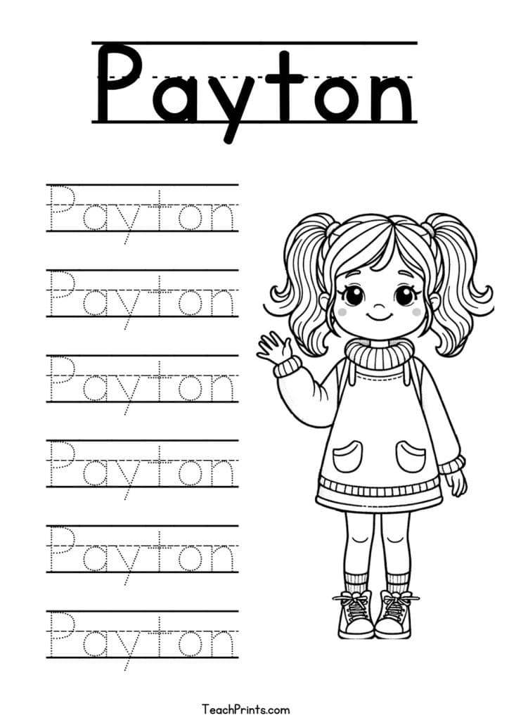 Payton Name Tracing Worksheet