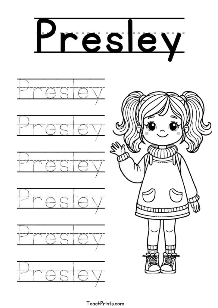 Presley Name Tracing Worksheet