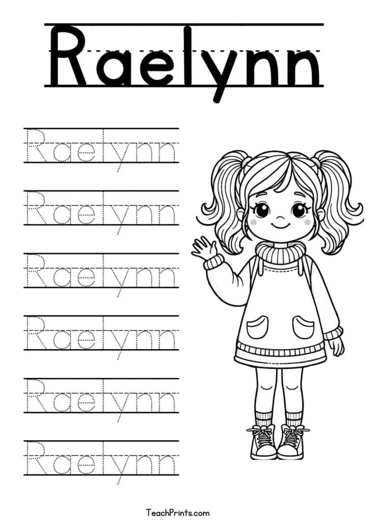 Raelynn Name Tracing Worksheet