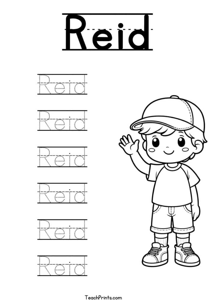 Reid Name Tracing Worksheet
