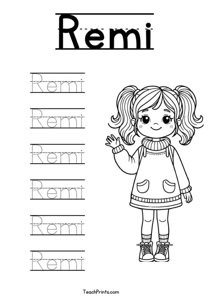Remi Name Tracing Worksheet