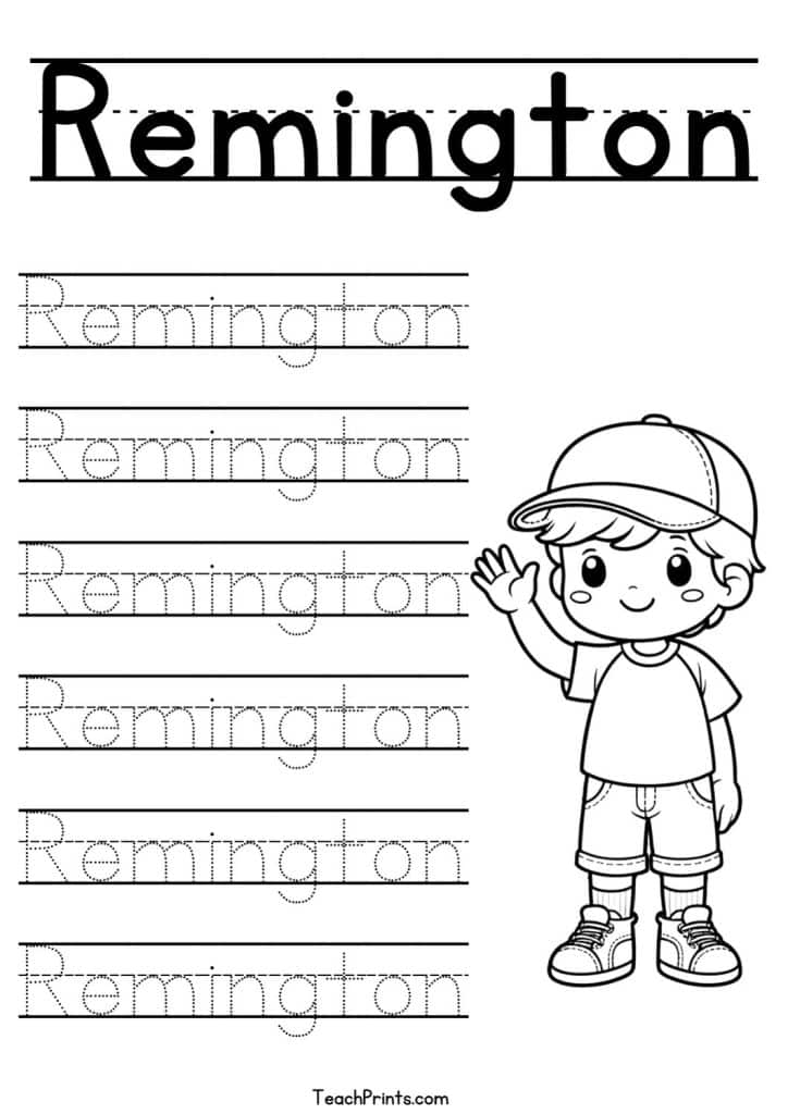 Remington Name Tracing Worksheet