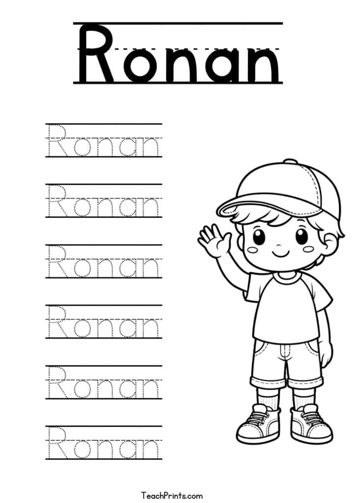Ronan Name Tracing Worksheet