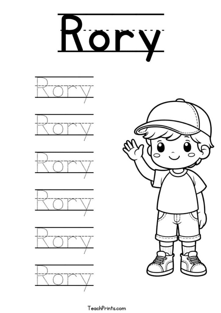 Rory Name Tracing Worksheet