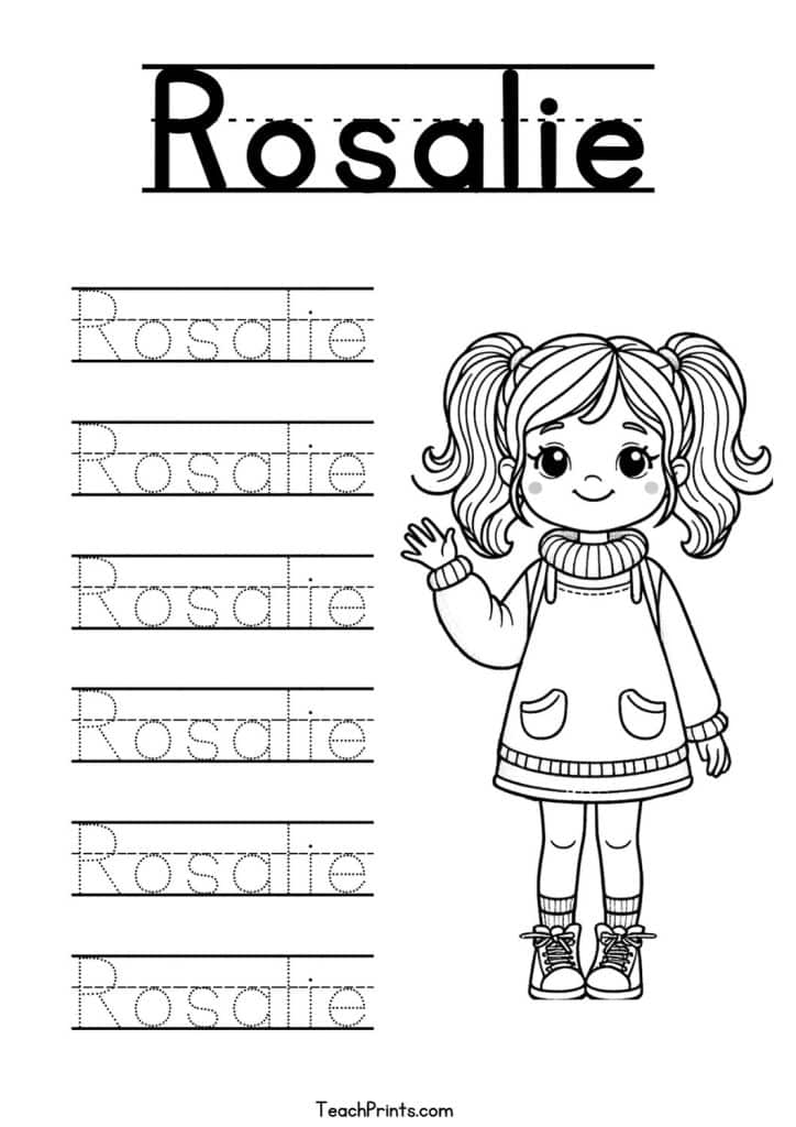 Rosalie Name Tracing Worksheet