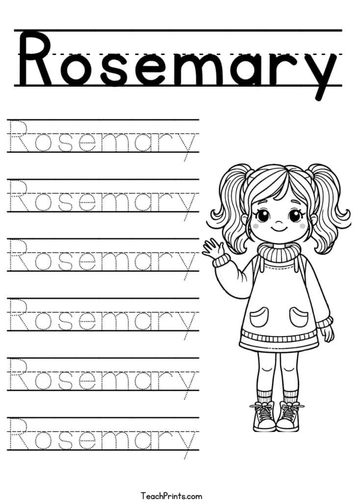 Rosemary Name Tracing Worksheet