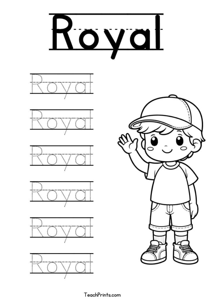 Royal Name Tracing Worksheet