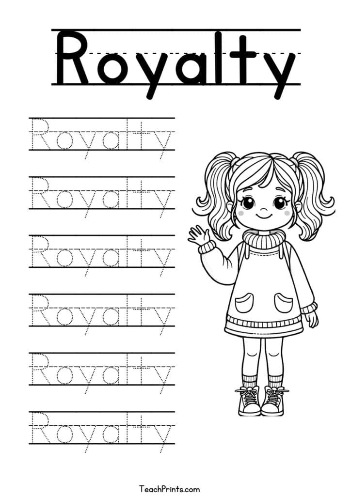 Royalty Name Tracing Worksheet