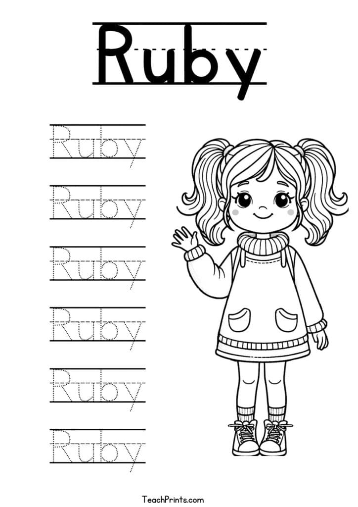 Ruby Name Tracing Worksheet