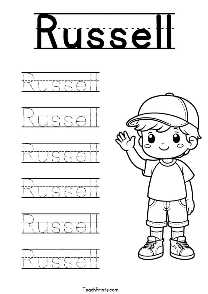 Russell Name Tracing Worksheet
