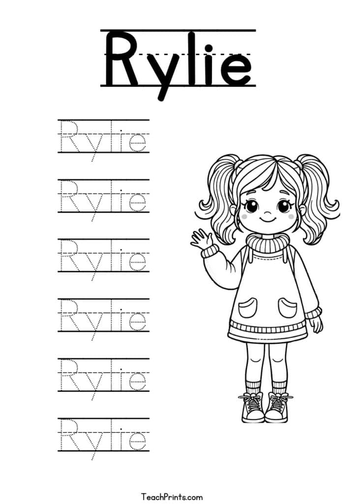 Rylie Name Tracing Worksheet