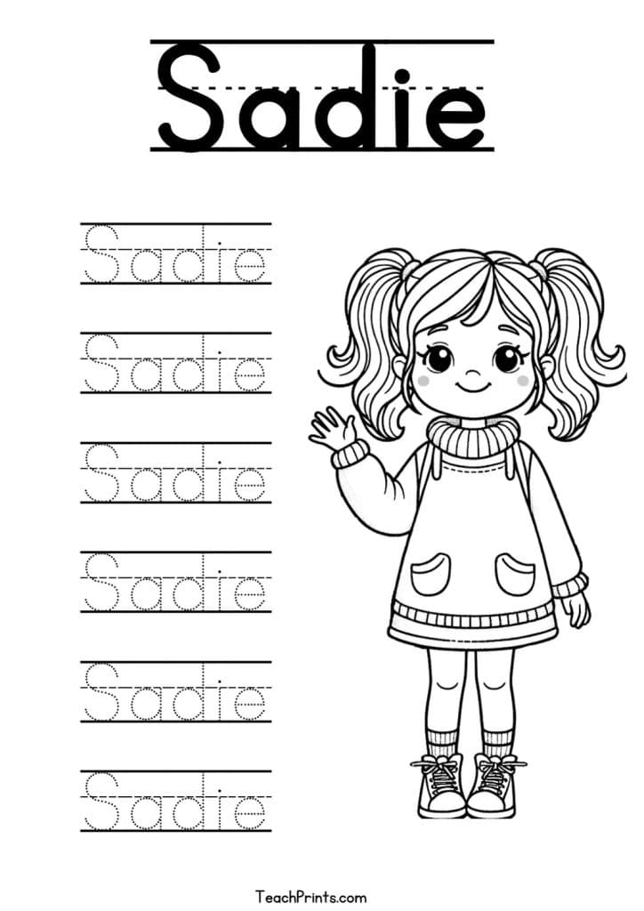 Sadie Name Tracing Worksheet