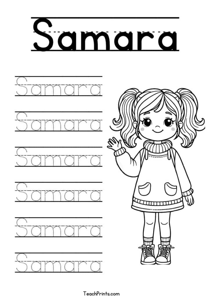 Samara Name Tracing Worksheet