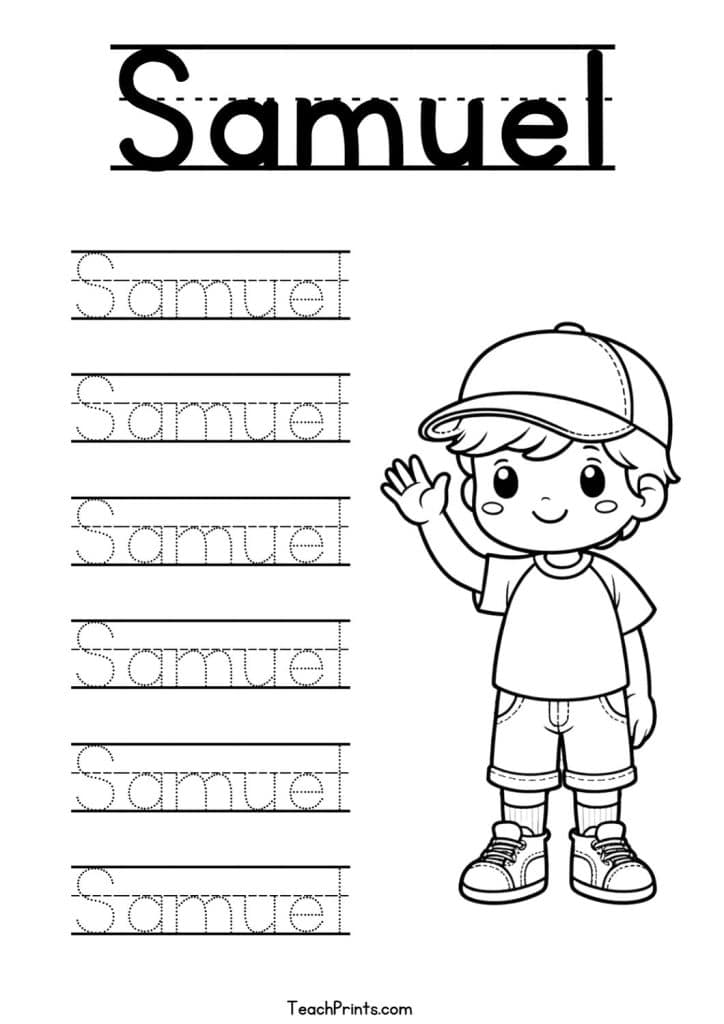 Samuel Name Tracing Worksheet