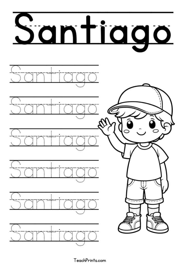 Santiago Name Tracing Worksheet