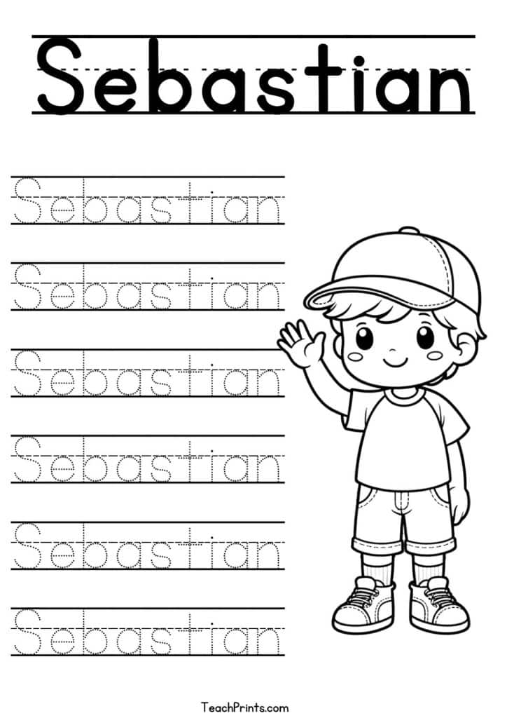 S Name Tracing Worksheets – 48 Names (Free & Printable) 21 Sebastian Name Tracing Worksheet