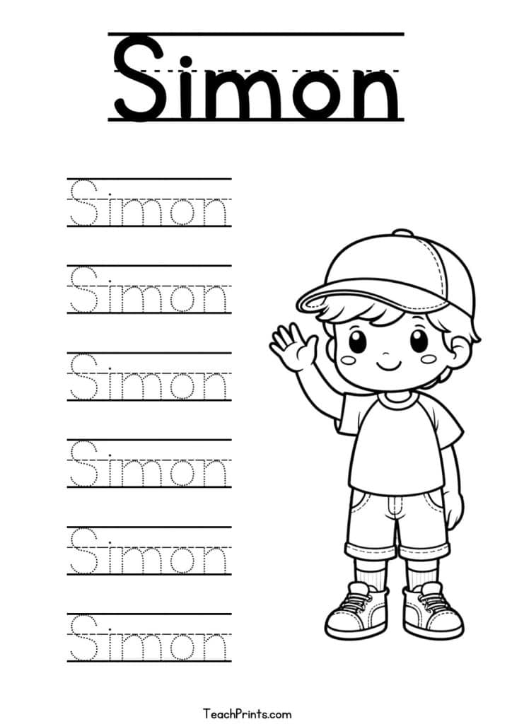 S Name Tracing Worksheets – 48 Names (Free & Printable) 30 Simon Name Tracing Worksheet