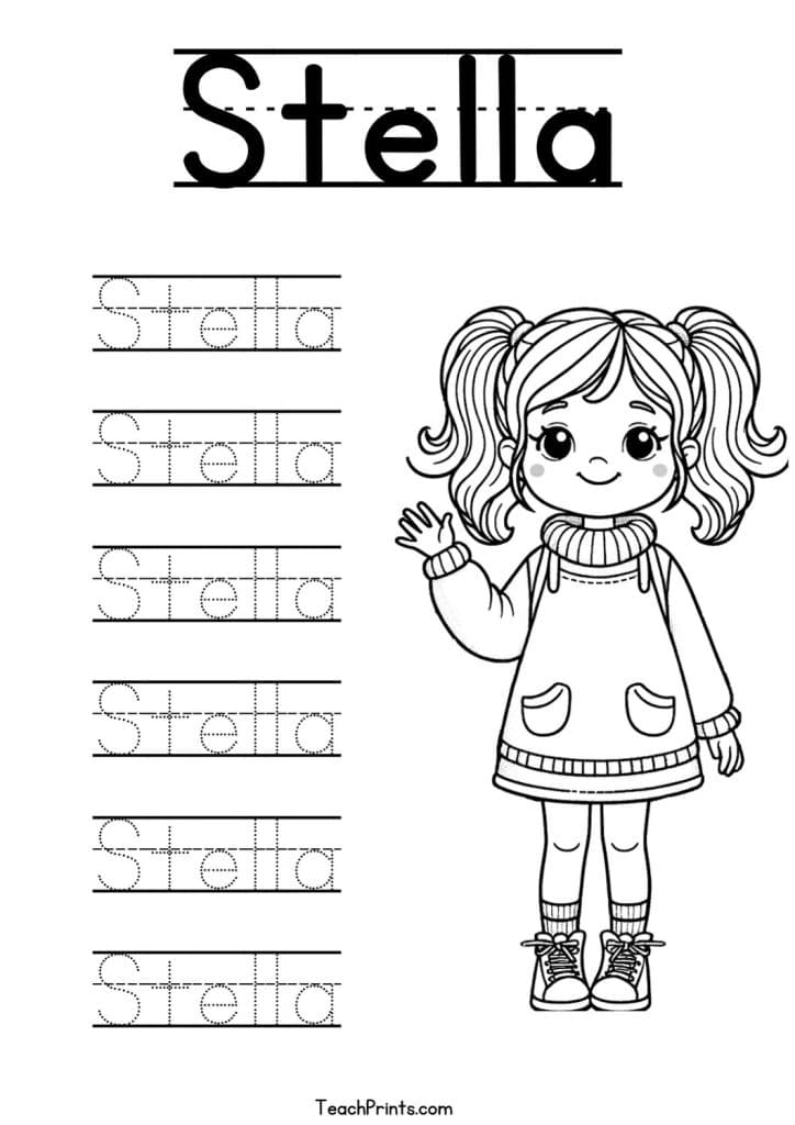 S Name Tracing Worksheets – 48 Names (Free & Printable) 38 Stella Name Tracing Worksheet