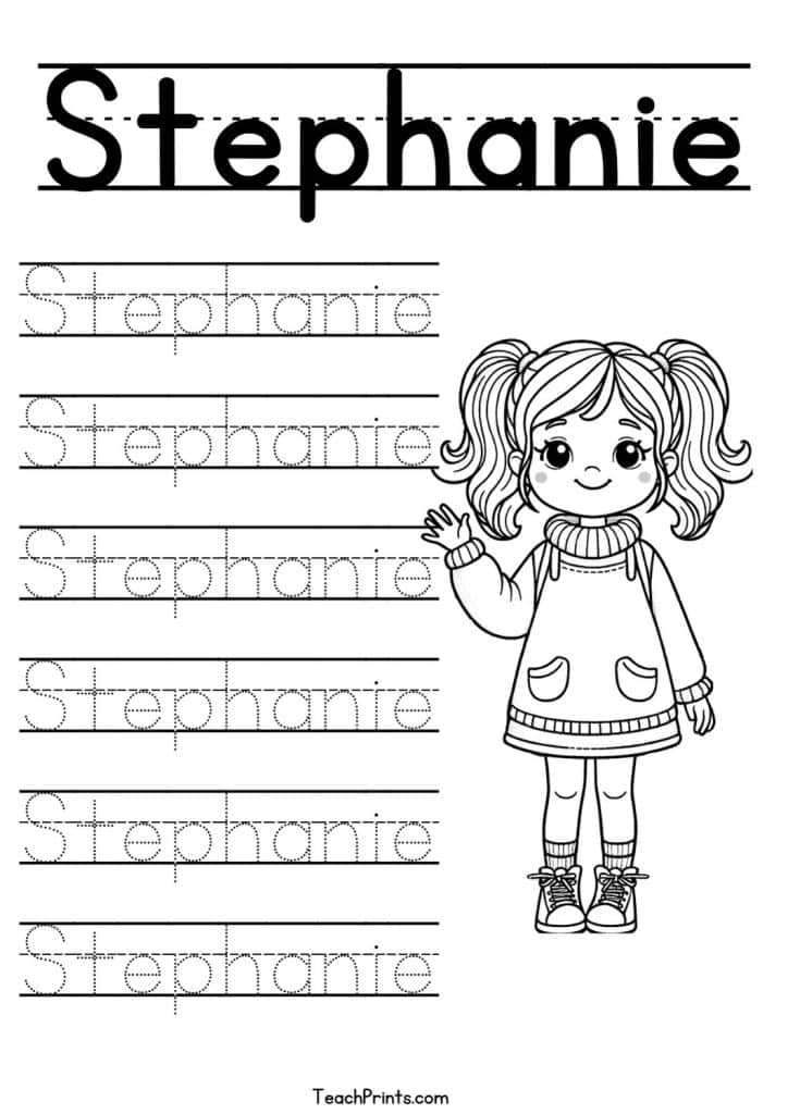 S Name Tracing Worksheets – 48 Names (Free & Printable) 39 Stephanie Name Tracing Worksheet