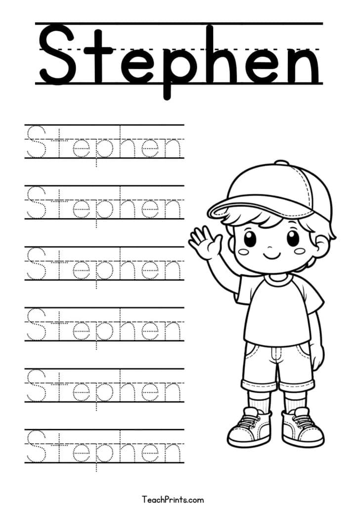 S Name Tracing Worksheets – 48 Names (Free & Printable) 40 Stephen Name Tracing Worksheet