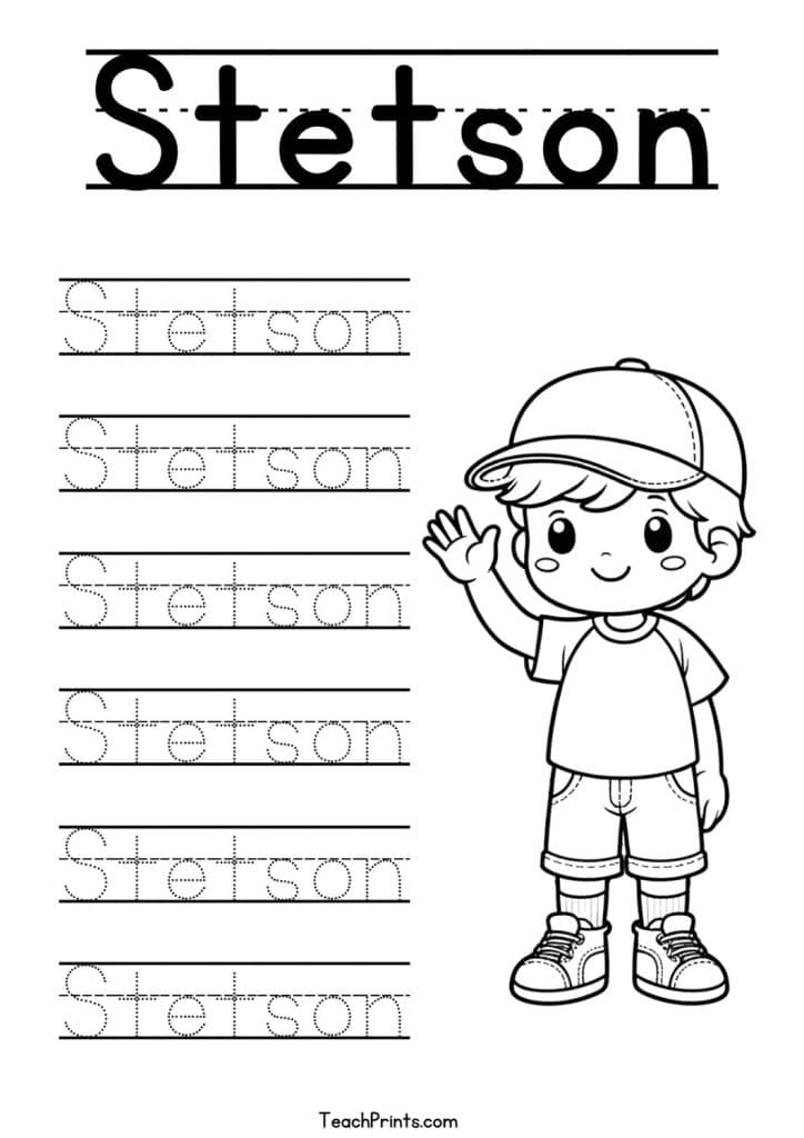 S Name Tracing Worksheets – 48 Names (Free & Printable) 41 Stetson Name Tracing Worksheet