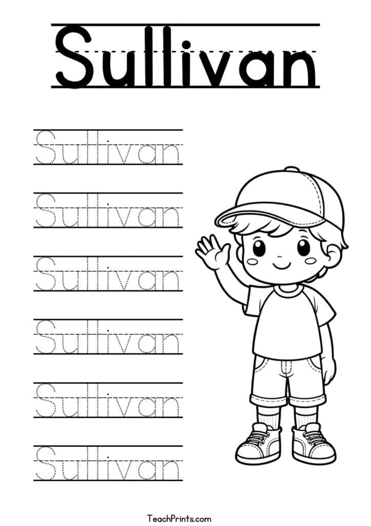 S Name Tracing Worksheets – 48 Names (Free & Printable) 44 Sullivan Name Tracing Worksheet