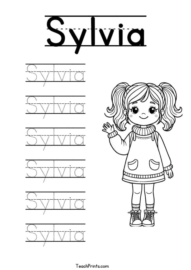 S Name Tracing Worksheets – 48 Names (Free & Printable) 48 Sylvia Name Tracing Worksheet