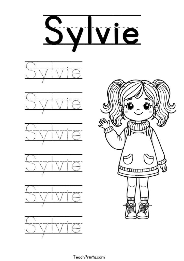 S Name Tracing Worksheets – 48 Names (Free & Printable) 49 Sylvie Name Tracing Worksheet