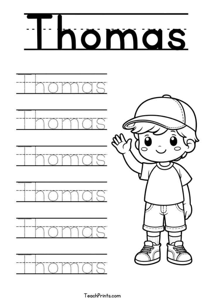 Thomas Name Tracing Worksheet