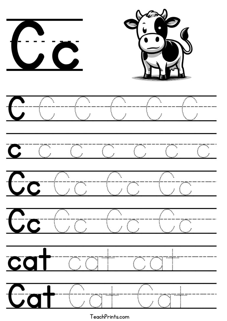 Letter C Tracing Worksheet - Free Printables - Teach Prints