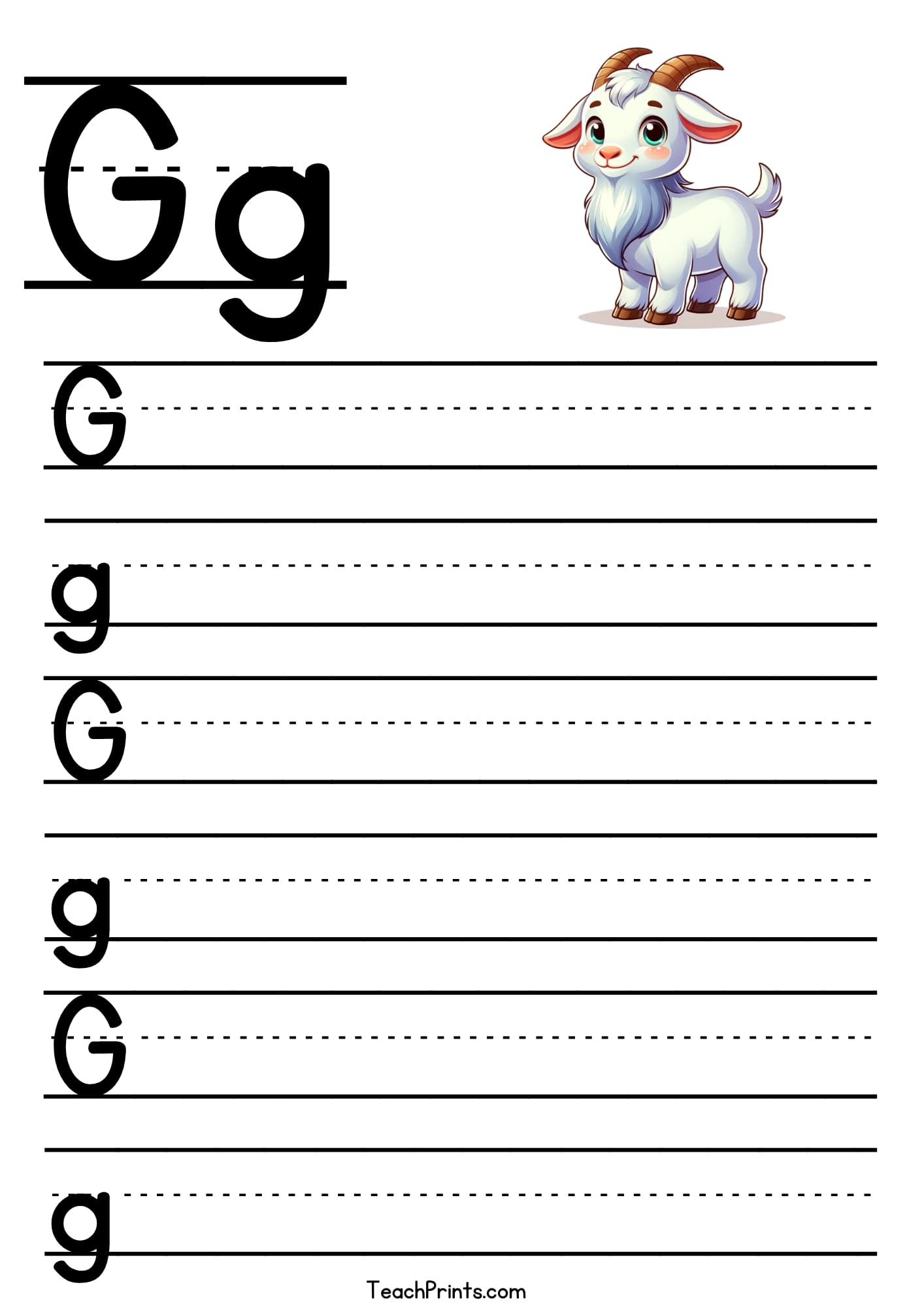 Letter G Tracing Worksheet - Free Printables - Teach Prints
