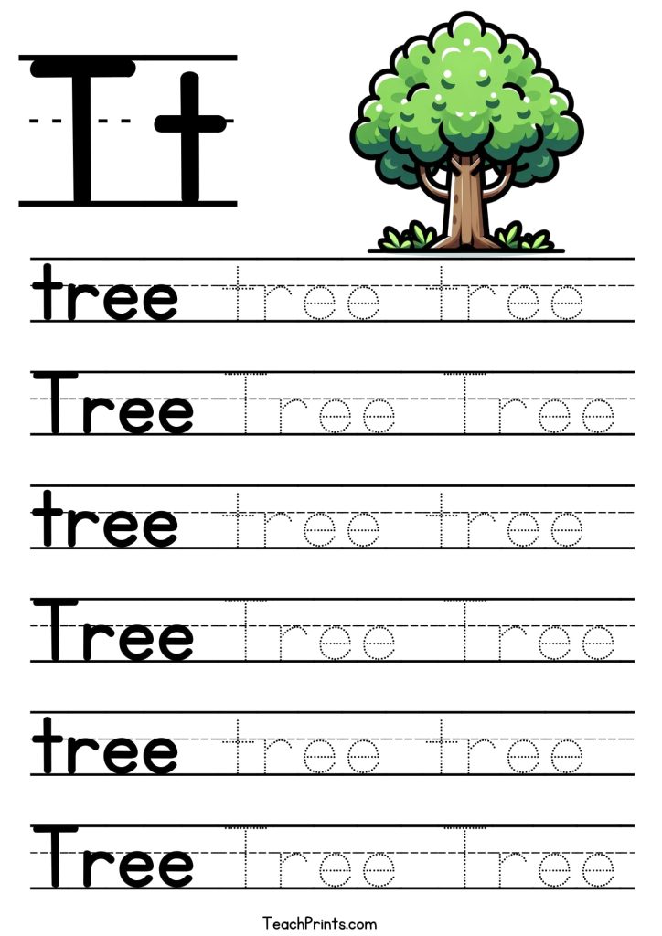 Tracing Letter T Worksheet