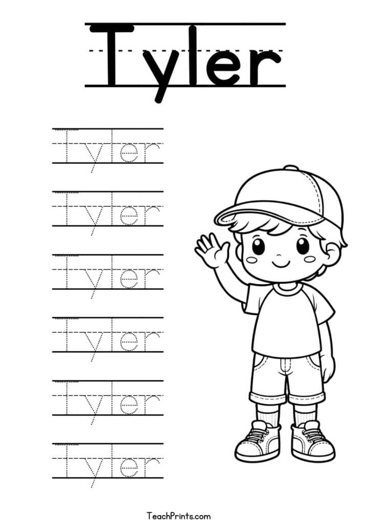 Tyler Name Tracing Worksheet