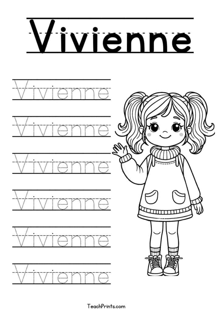 Vivienne Name Tracing Worksheet