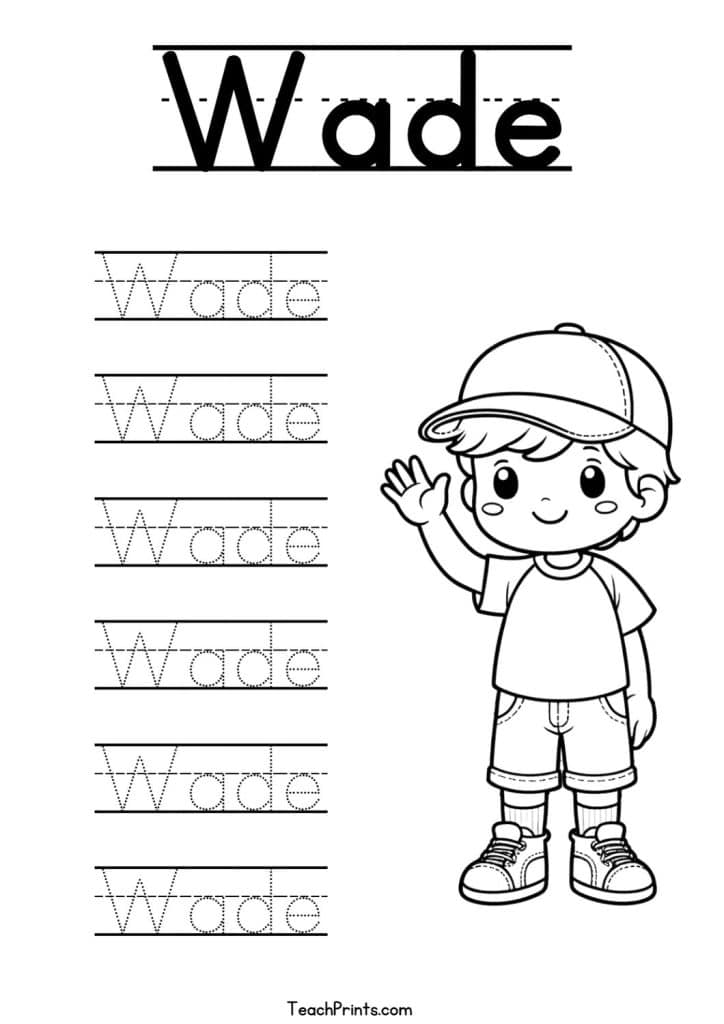 Wade Name Tracing Worksheet