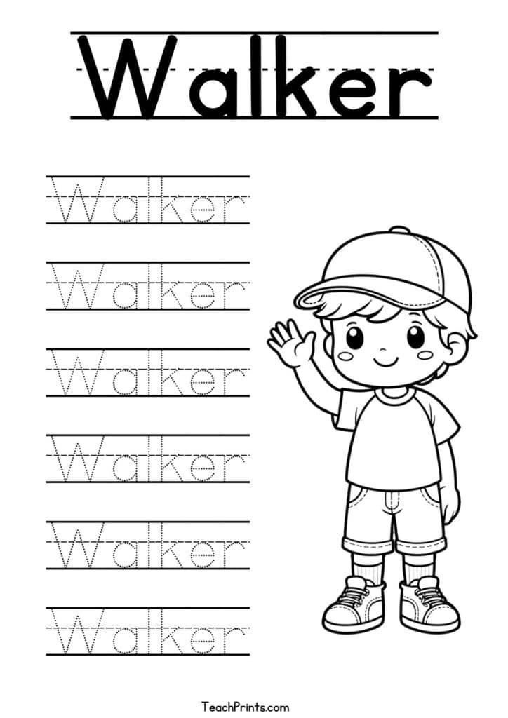 Walker Name Tracing Worksheet