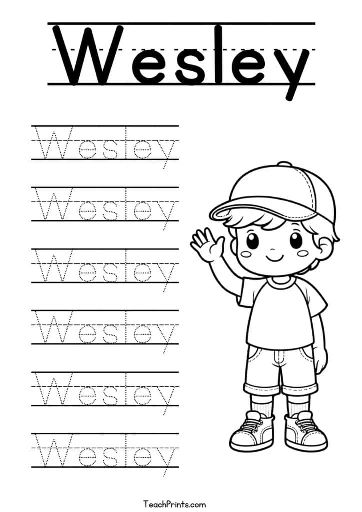 Wesley Name Tracing Worksheet